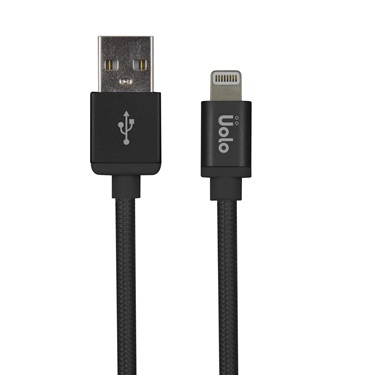 Uolo Link 2m Braided Lightning Charge & Sync Cable, Black